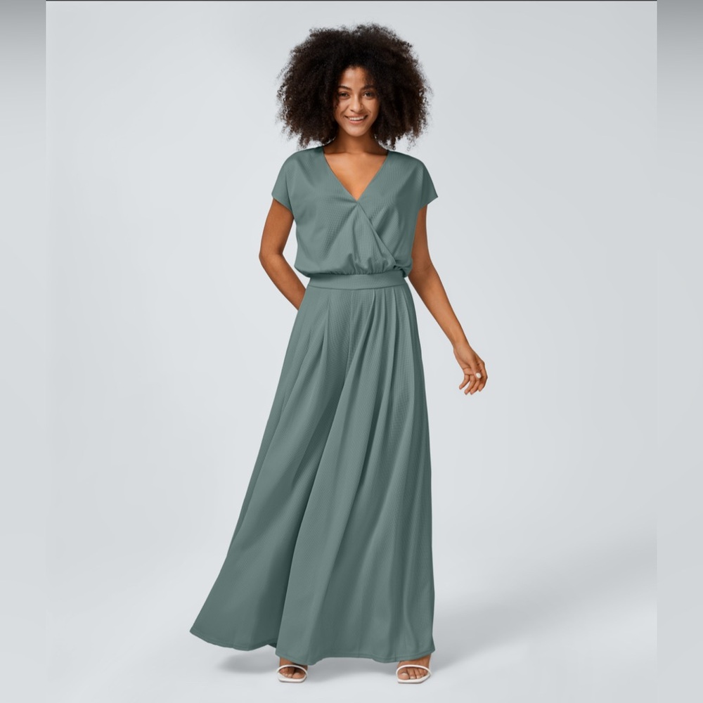 HALARA flowy waffle casual wide leg jumpsuit large L